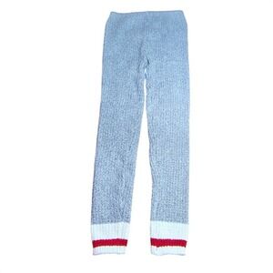 Great Northern Women Cozy Loungewear‎ Leggings M Grey Red White Trim sock monkey